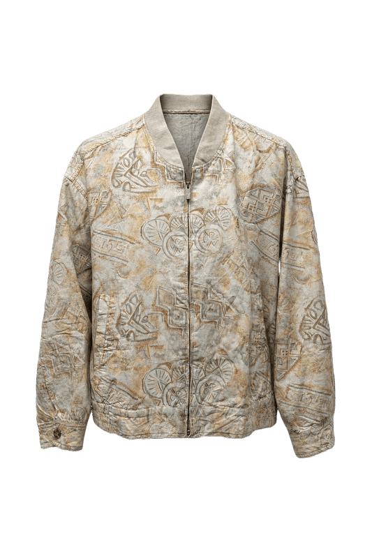 1980s Cream Cotton Blend Jacket - Front View