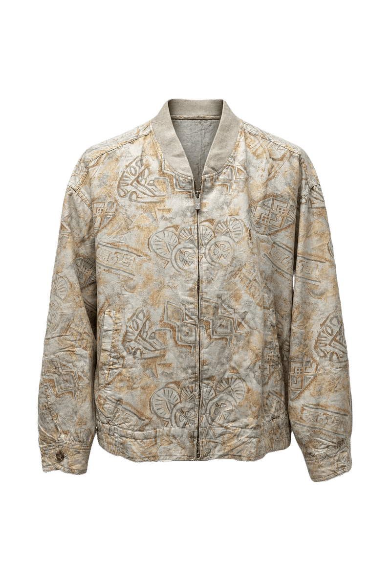 1980s Cream Cotton Blend Jacket - Front View