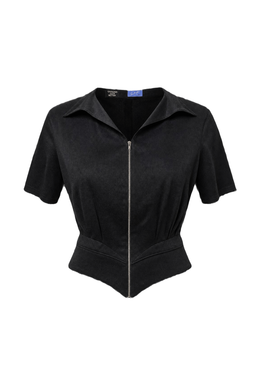 1980s Black Polyester Jacket - Front View
