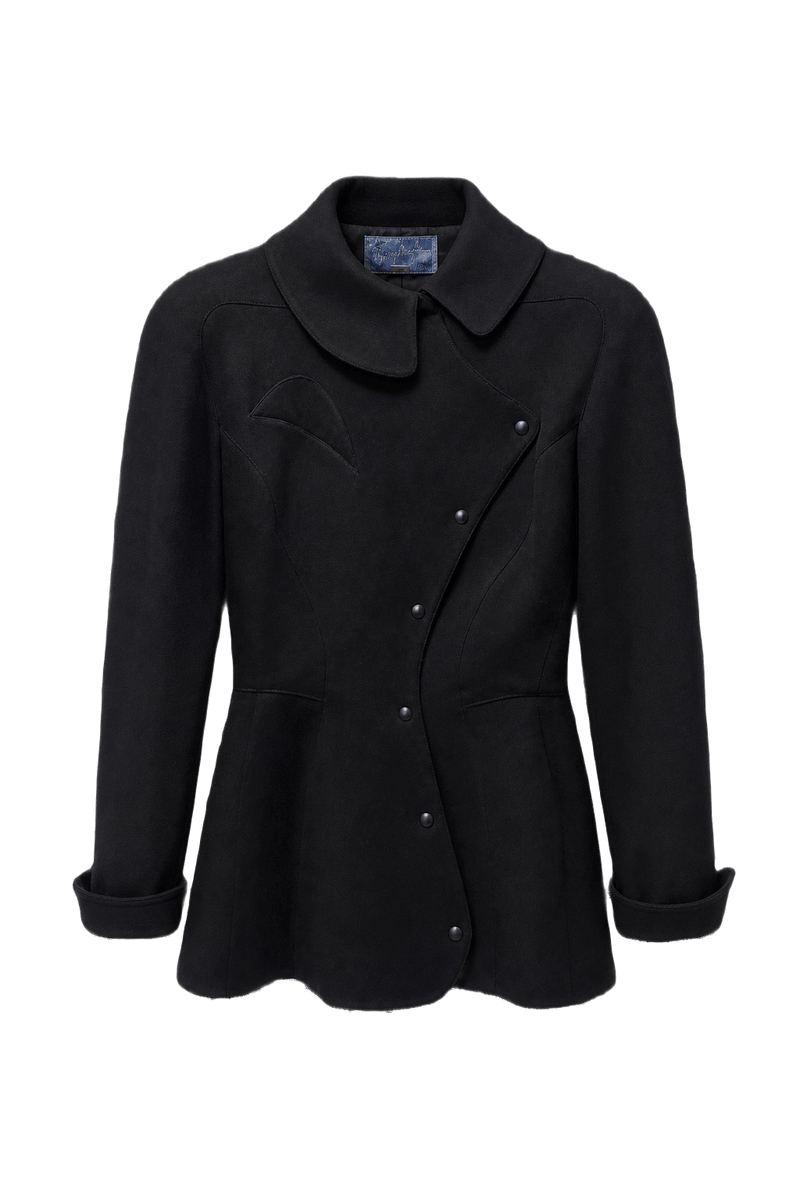 1980s Black Wool Blazer - Front View
