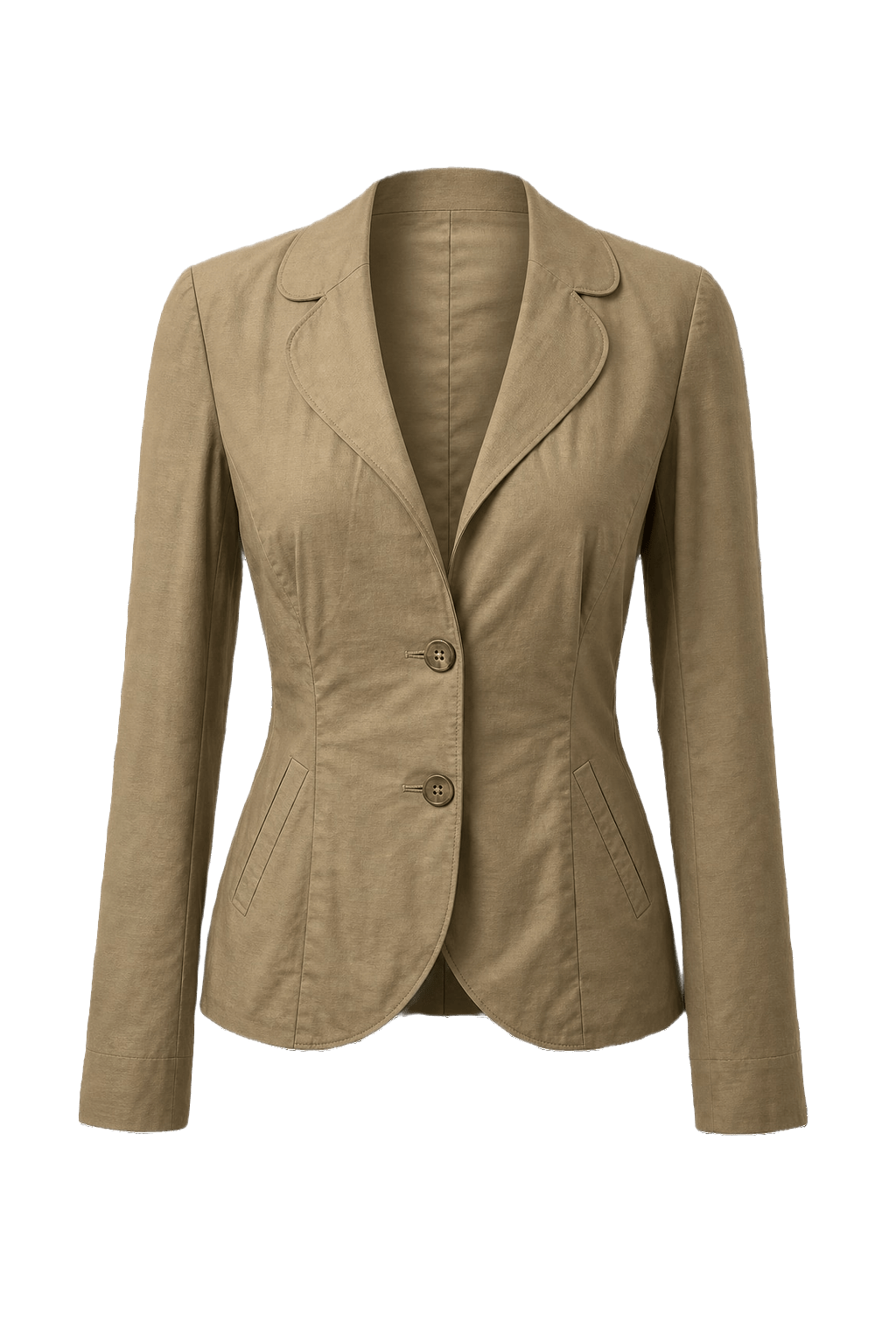 1980s Beige Cotton Blend Jacket - Front View