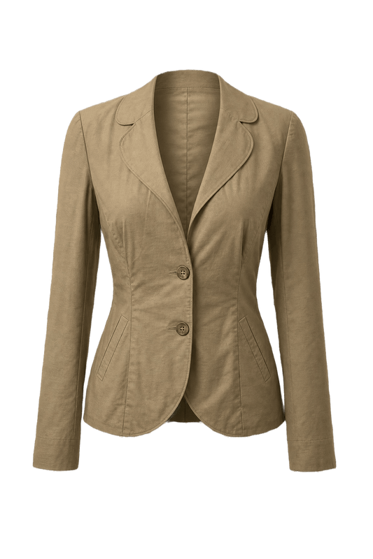 1980s Beige Cotton Blend Jacket - Front View