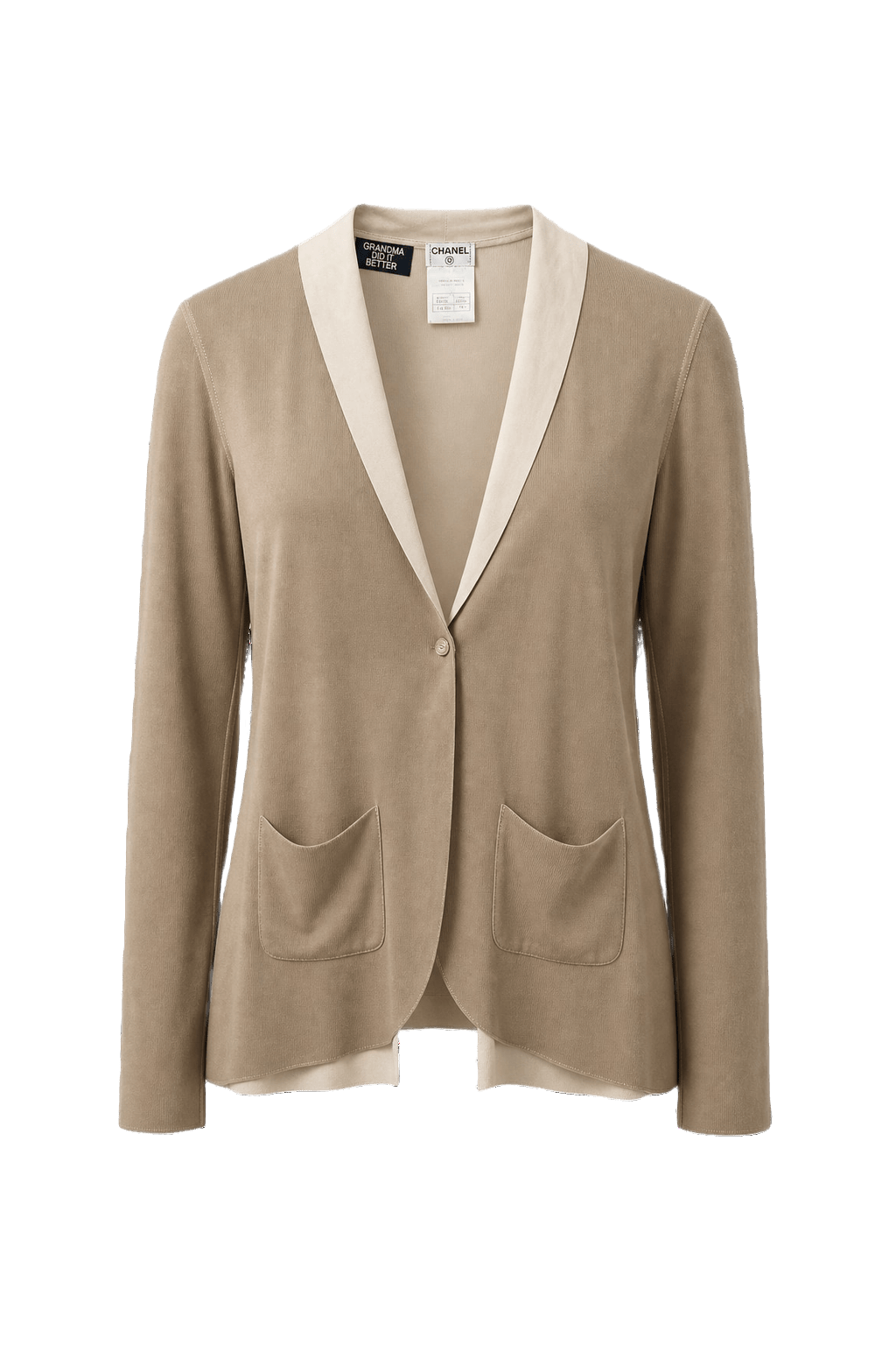 1990s Beige Cotton Blend Jacket - Front View