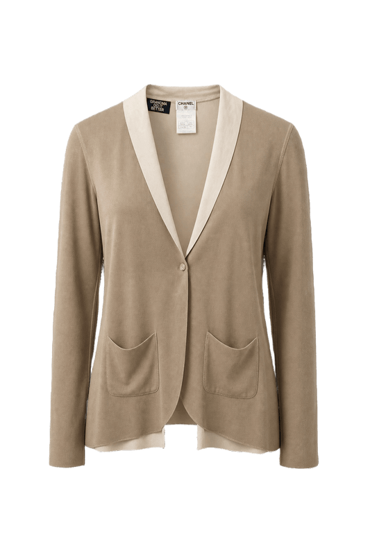 1990s Beige Cotton Blend Jacket - Front View