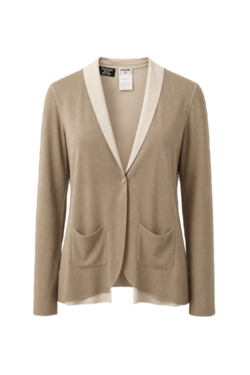 1990s Beige Cotton Blend Jacket - Front View