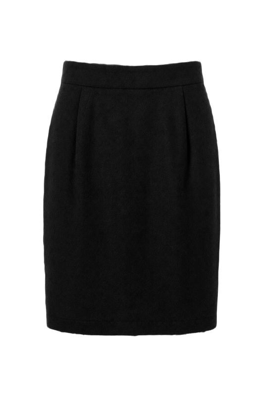 1980s Black Wool Skirt - Front View