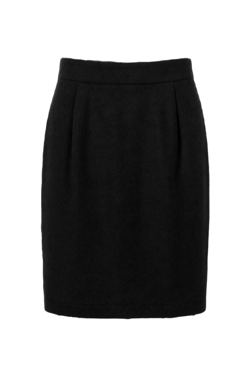 1980s Black Wool Skirt - Front View