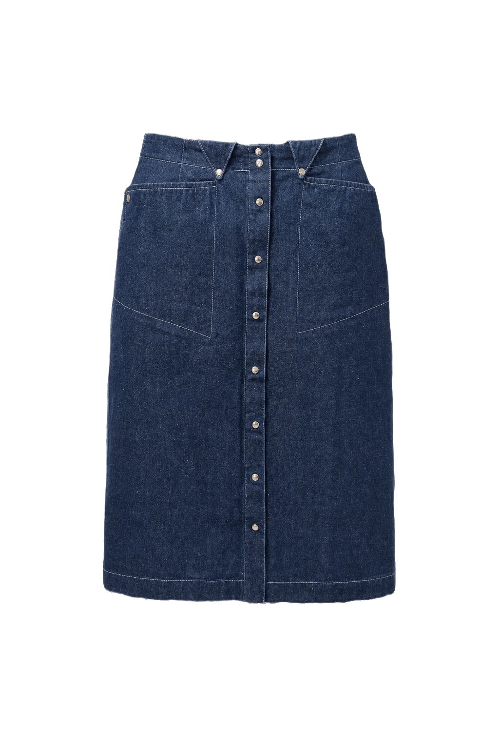 1980s Dark Blue Denim Skirt - Front View
