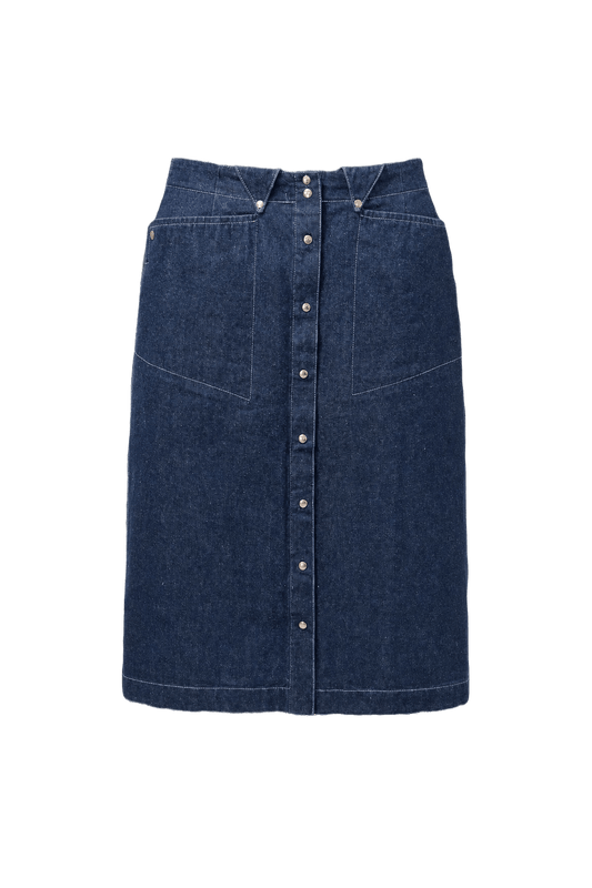 1980s Dark Blue Denim Skirt - Front View