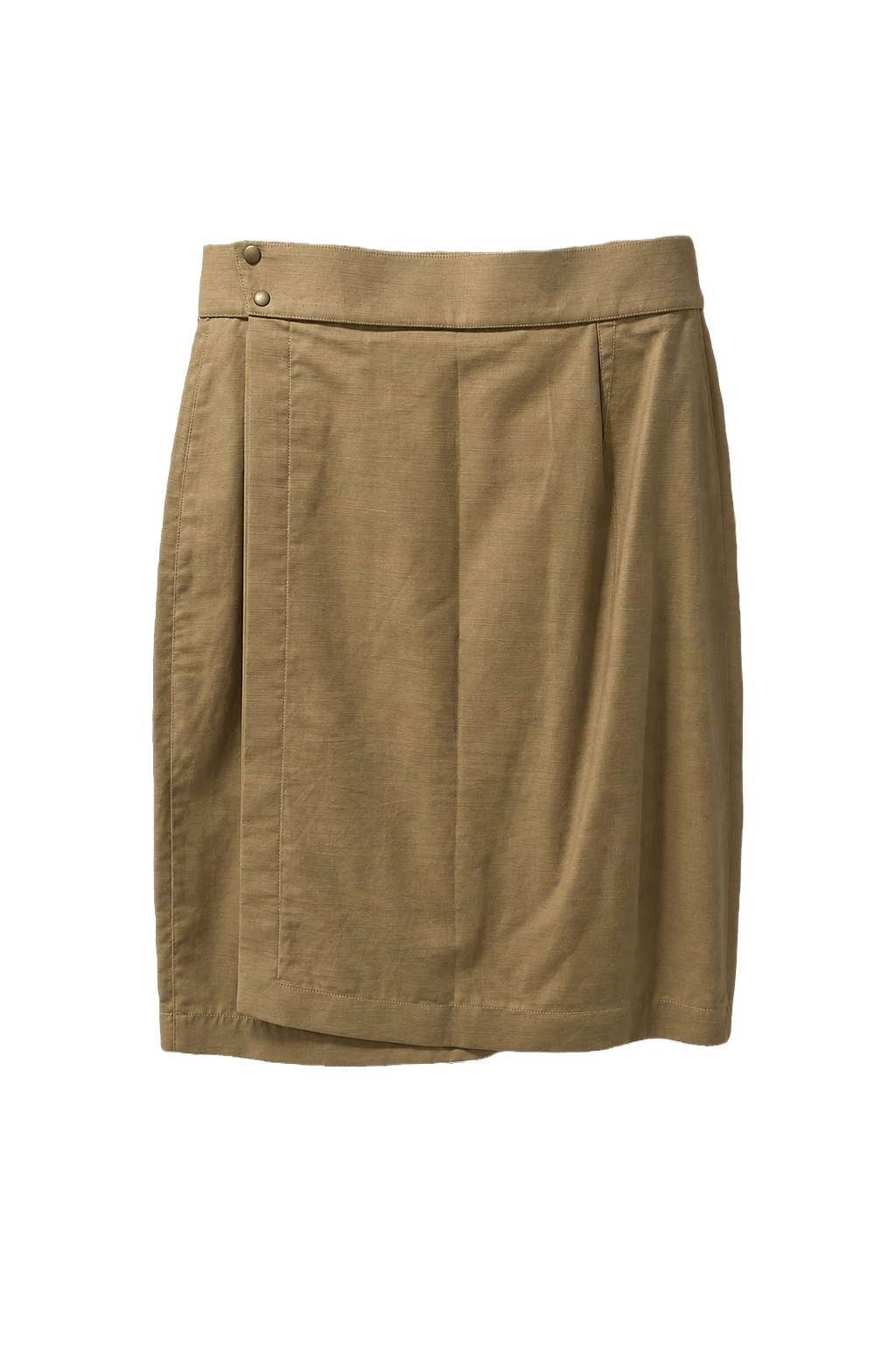 1980s Beige Cotton Blend Skirt - Front View