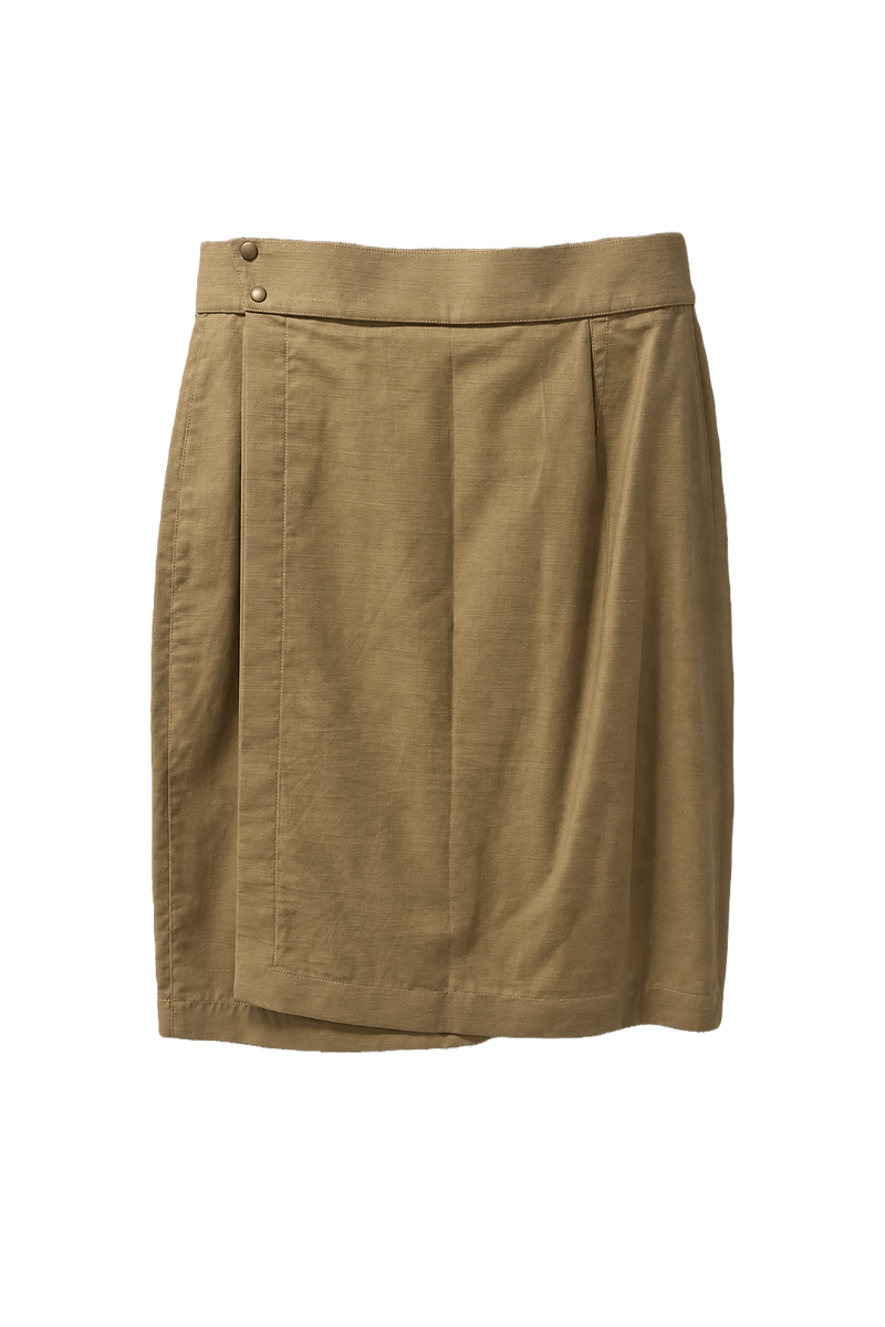 1980s Beige Cotton Blend Skirt - Front View