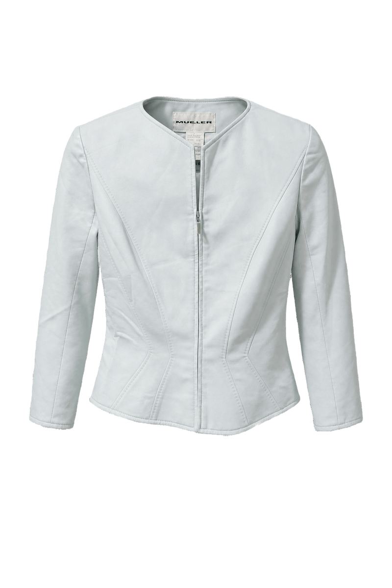 1980s Light Blue Cotton Blend Jacket - Front View