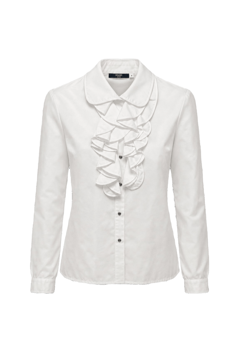 1980s Cream White Polyester Blend Blouse - Front View