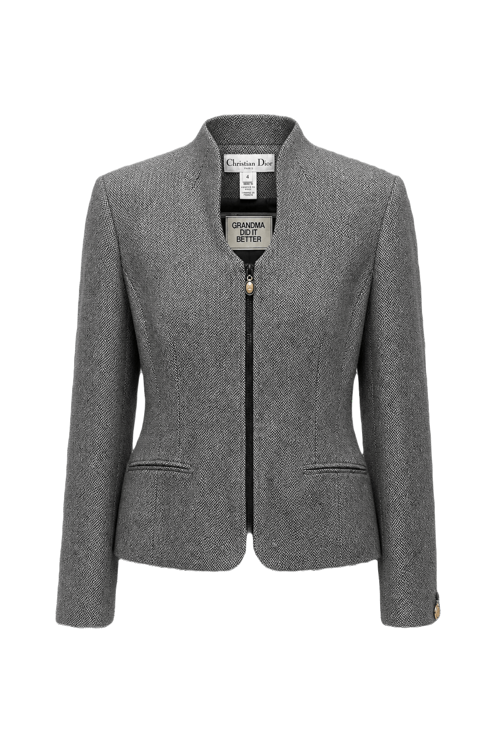 1980s Gray Wool Blazer - Front View