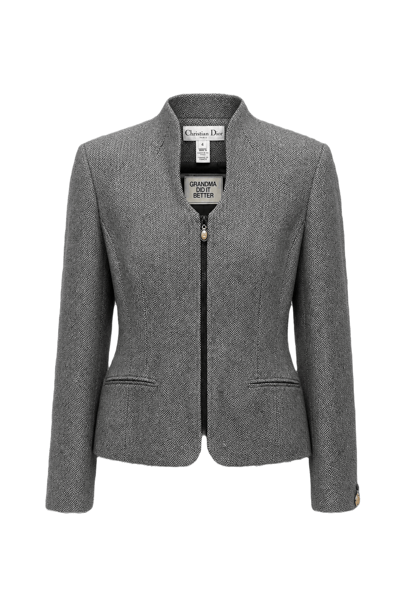 1980s Gray Wool Blazer - Front View
