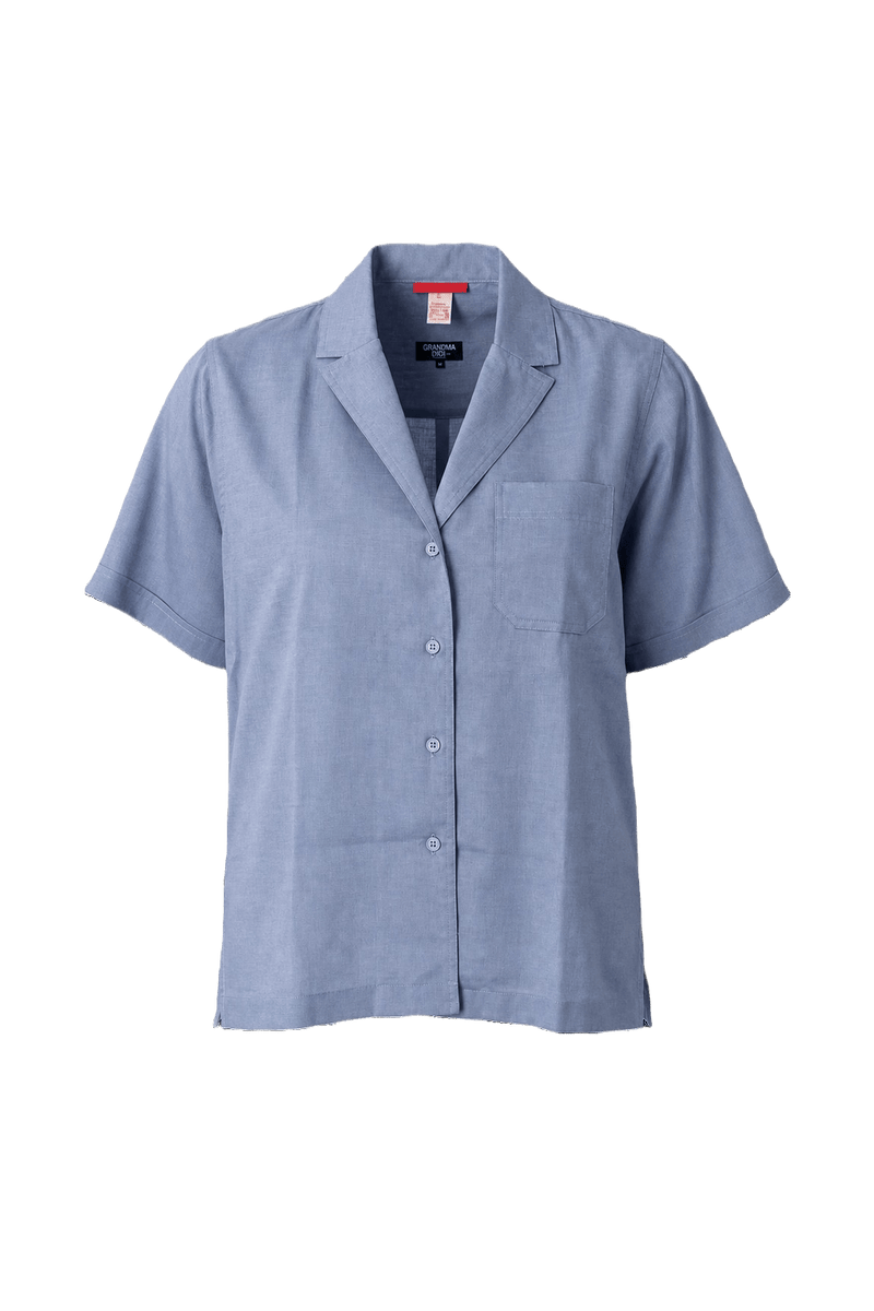 1990s Light Blue Cotton Blend Shirt - Front View