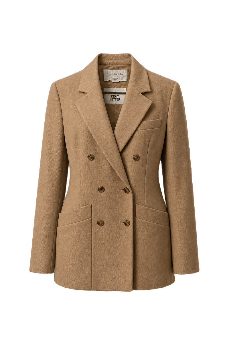 1990s Beige Wool Blend Blazer - Front View