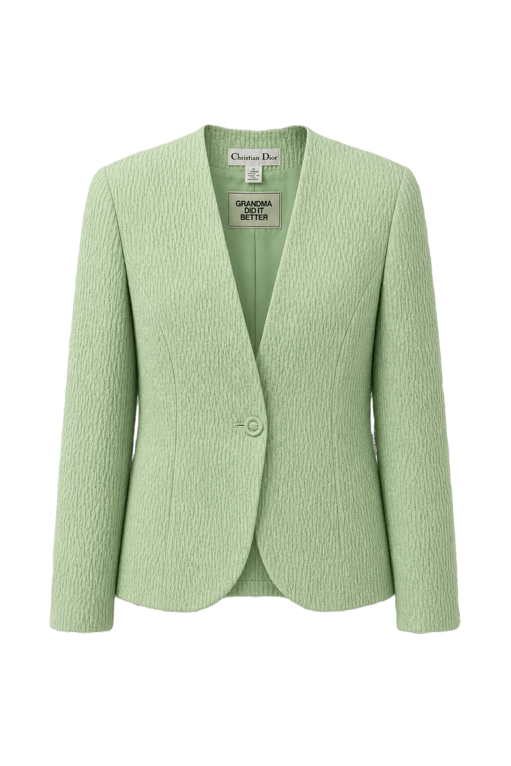 1980s Mint Green Polyester Blend Blazer - Front View