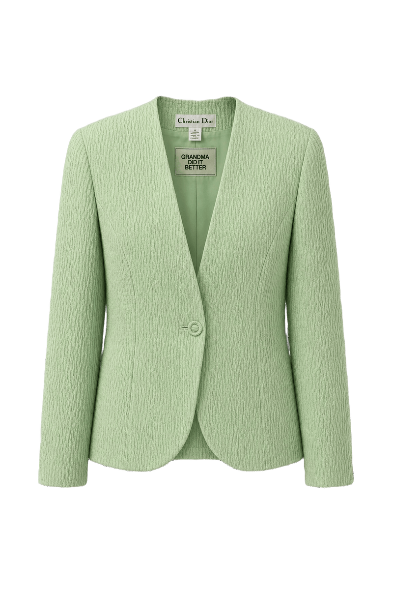 1980s Mint Green Polyester Blend Blazer - Front View