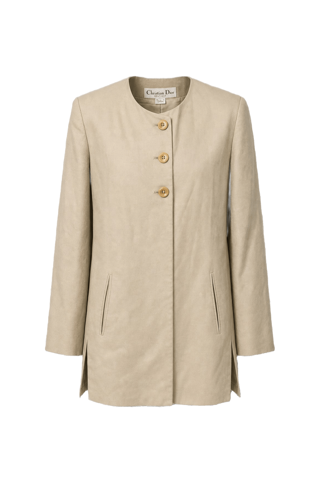 1980s Beige Cotton Blend Blazer - Front View