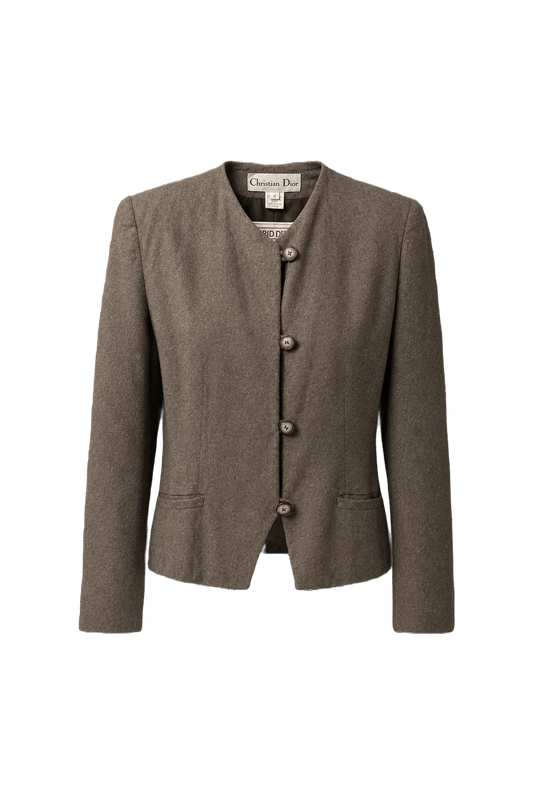 1980s Brown Wool Blazer - Front View