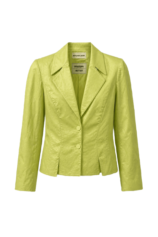 1980s Lime Green Polyester Blazer - Front View
