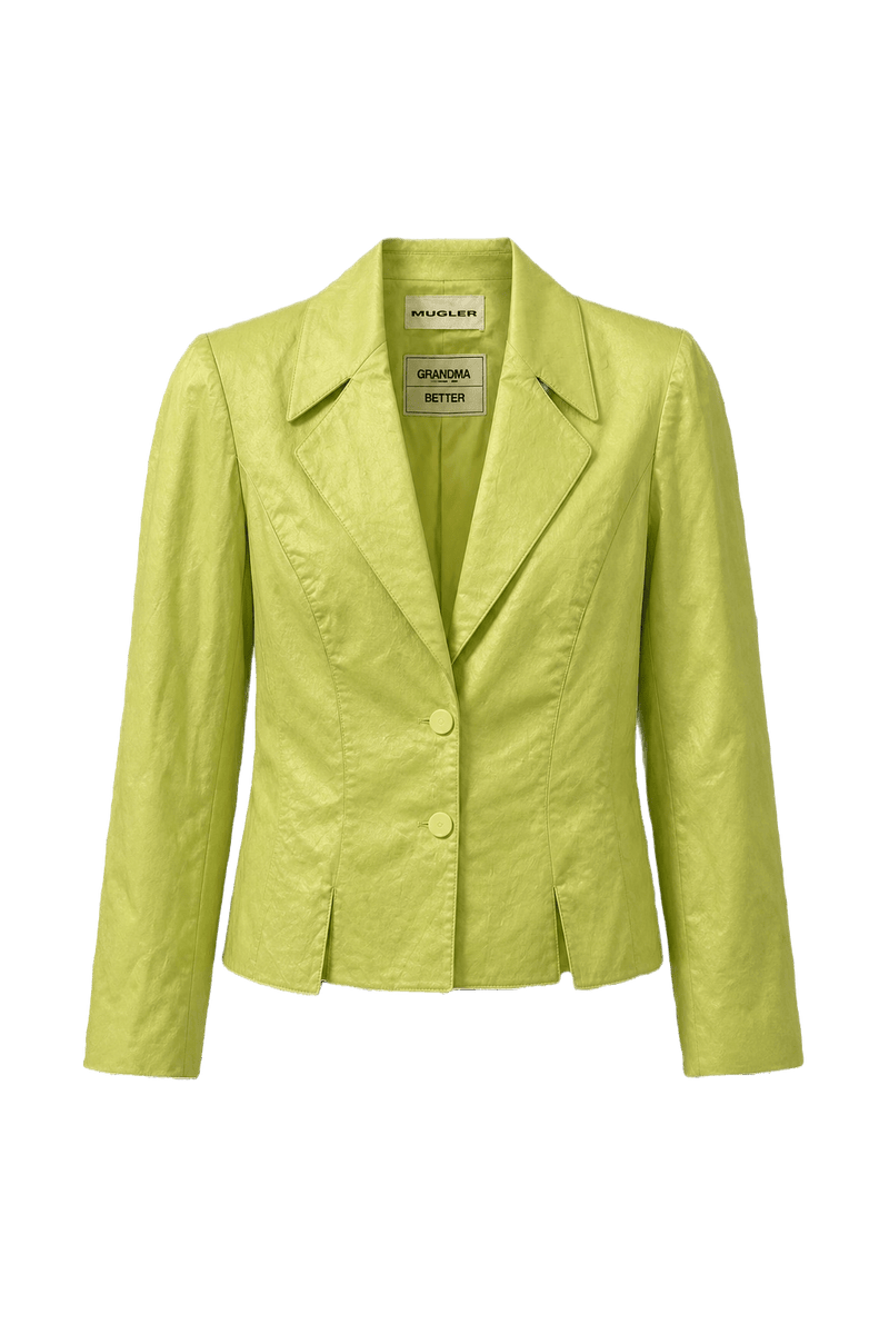 1980s Lime Green Polyester Blazer - Front View