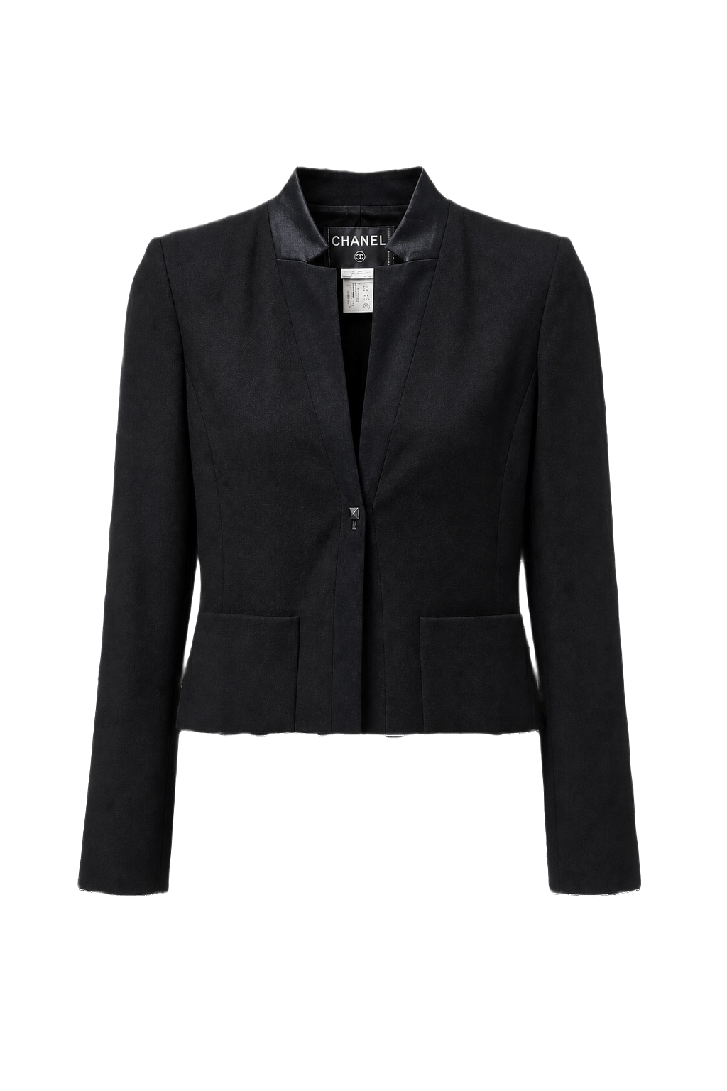 1990s Black Wool Blazer - Front View