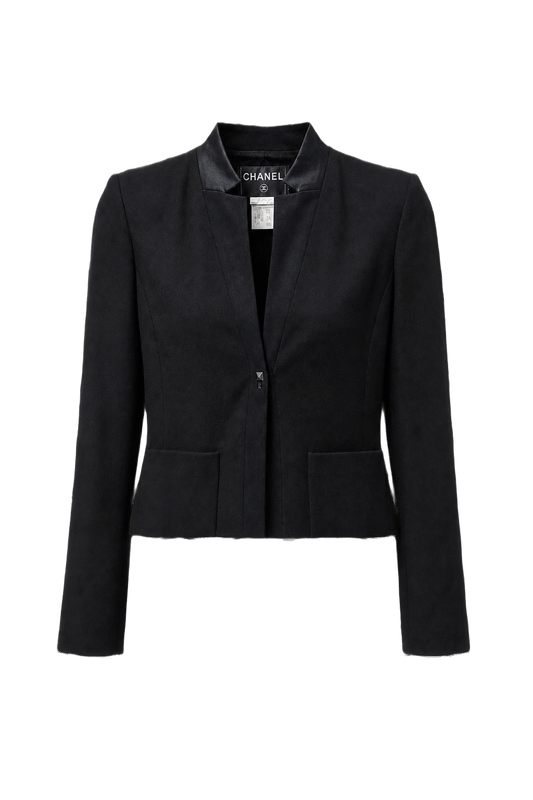 1990s Black Wool Blazer - Front View
