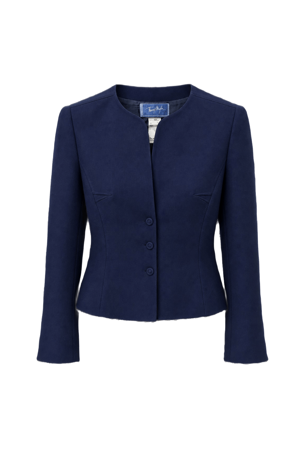 1980s Navy Blue Wool Blend Jacket - Front View