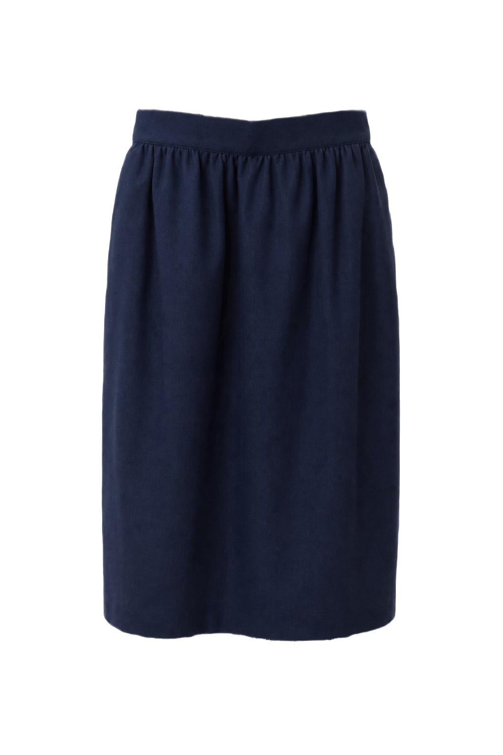 1980s Navy Blue Wool Blend Skirt - Front View