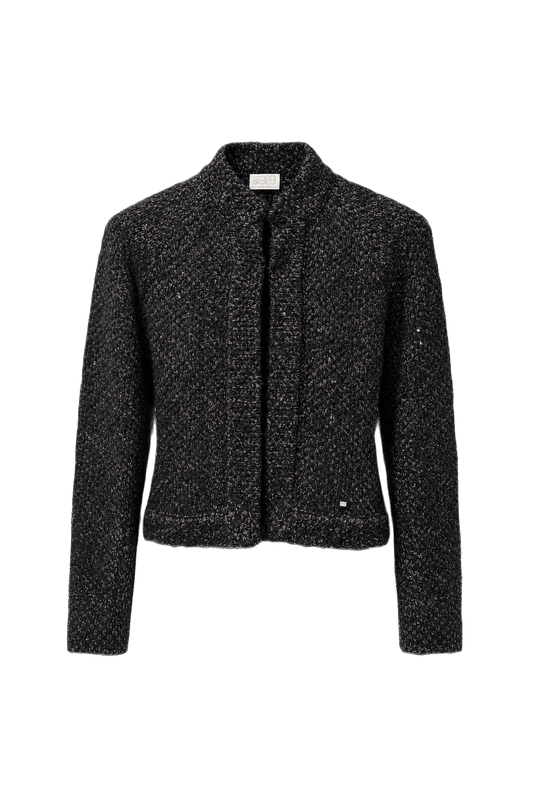 1990s Black Wool Blend Jacket - Front View
