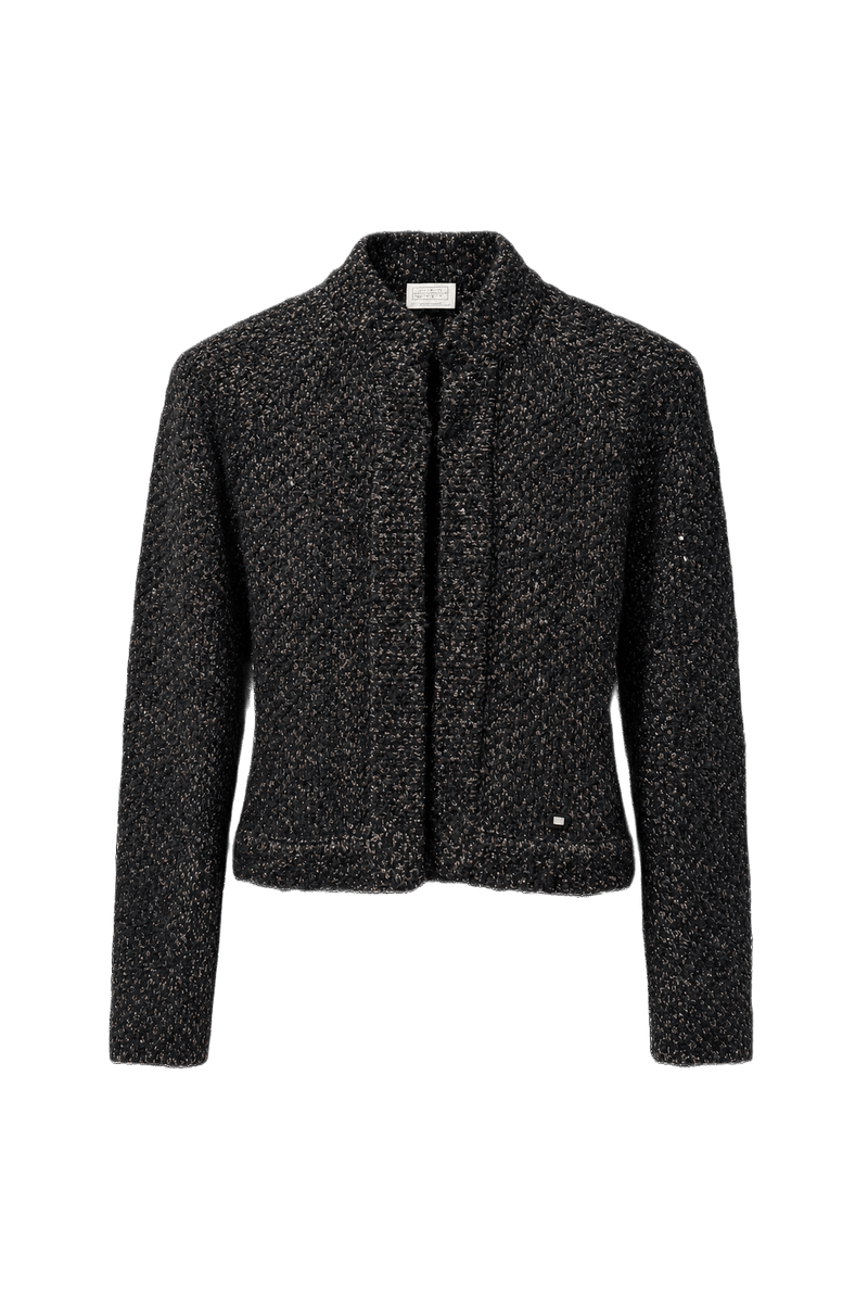 1990s Black Wool Blend Jacket - Front View