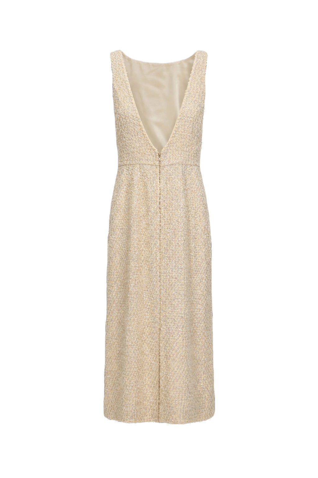 1960s Cream Tweed Midi Dress - Front View