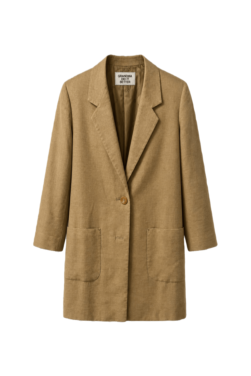 1990s Camel Wool Blend Blazer - Front View