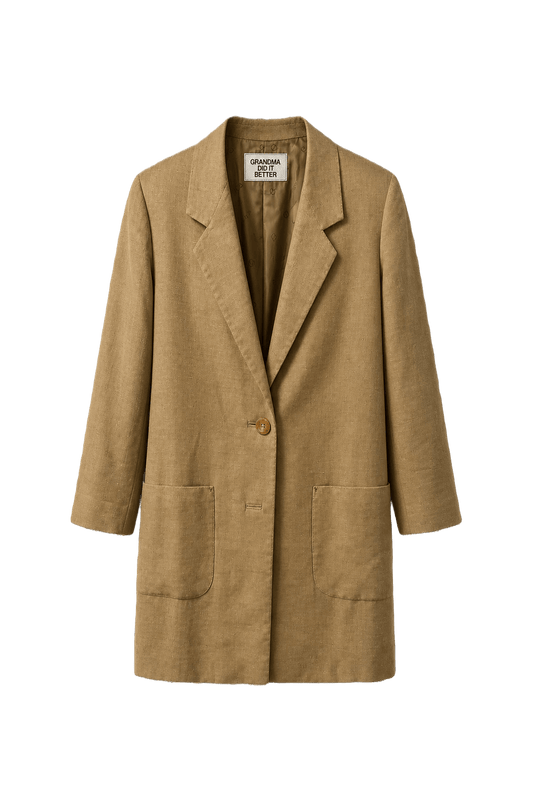 1990s Camel Wool Blend Blazer - Front View