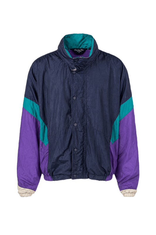 1990s Navy Blue Nylon Jacket - Front View