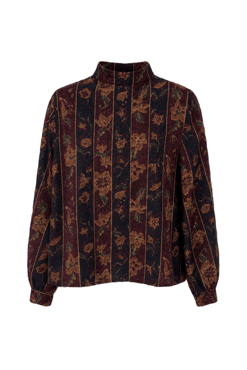 1980s Burgundy Wool Blend Blouse - Front View
