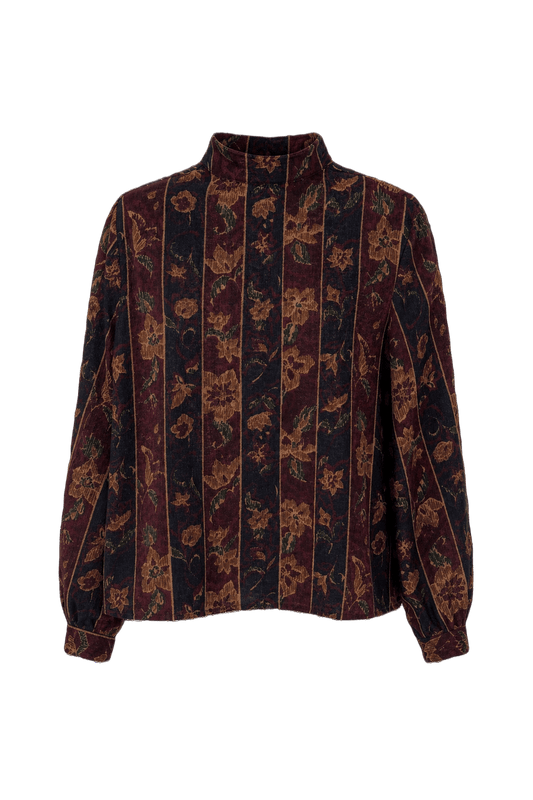 1980s Burgundy Wool Blend Blouse - Front View