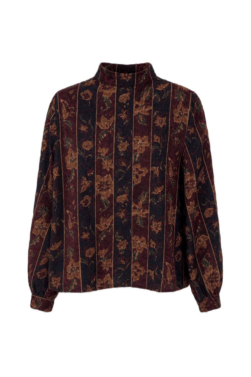 1980s Burgundy Wool Blend Blouse - Front View