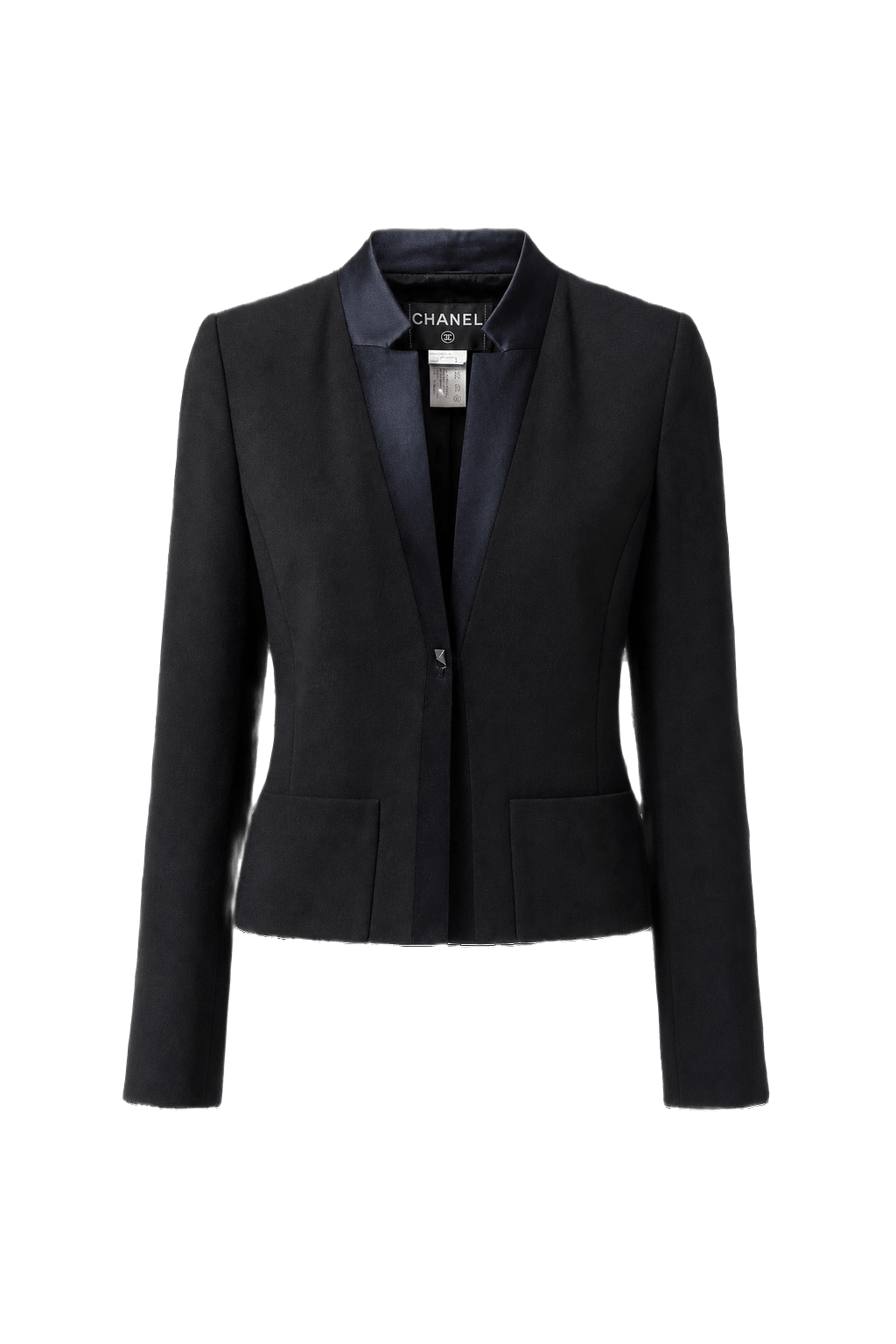 1980s Black Wool Blend Blazer - Front View