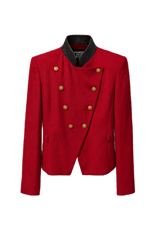 1980s Red Wool Blend Blazer - Front View