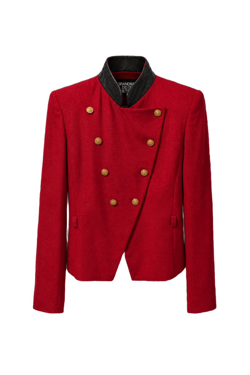 1980s Red Wool Blend Blazer - Front View