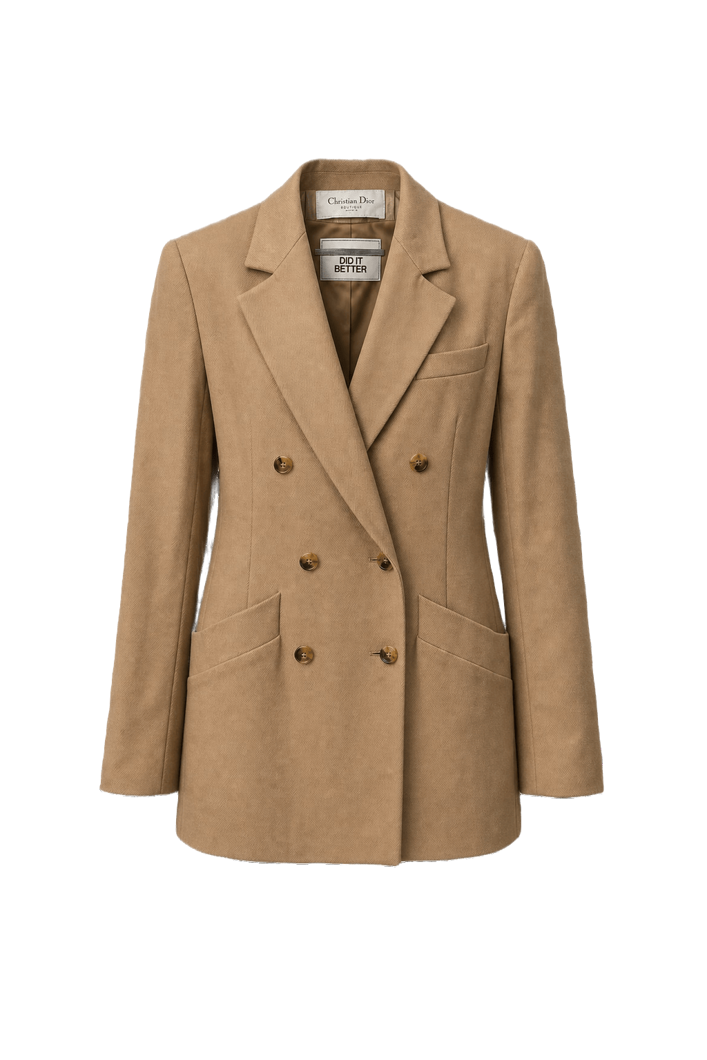 1980s Camel Wool Blend Blazer - Front View