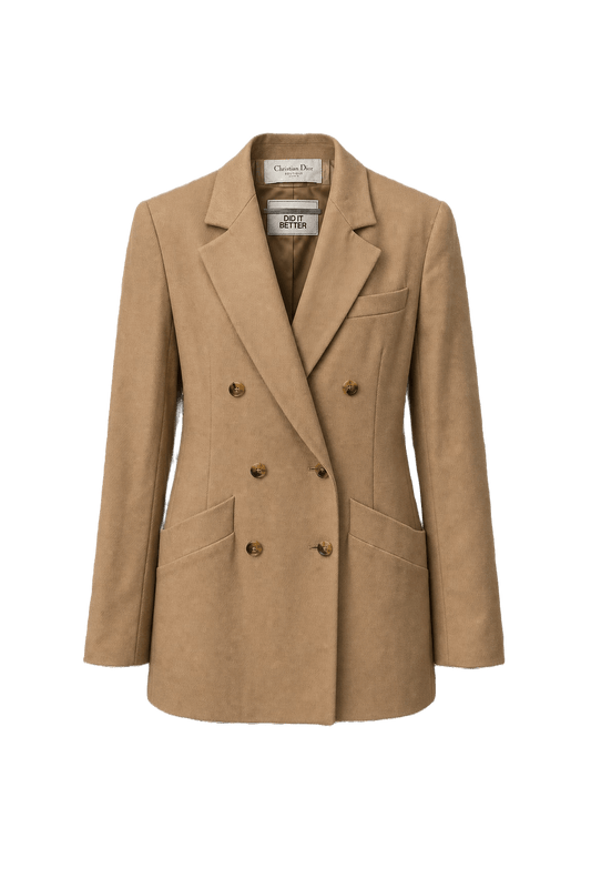 1980s Camel Wool Blend Blazer - Front View
