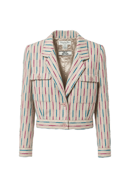 1980s Beige Wool Blend Jacket - Front View