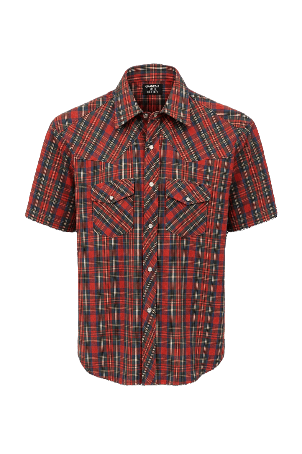 1990s Red Cotton Blend Western Shirt - Front View