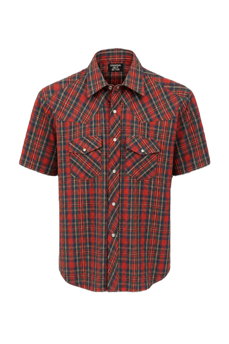 1990s Red Cotton Blend Western Shirt - Front View
