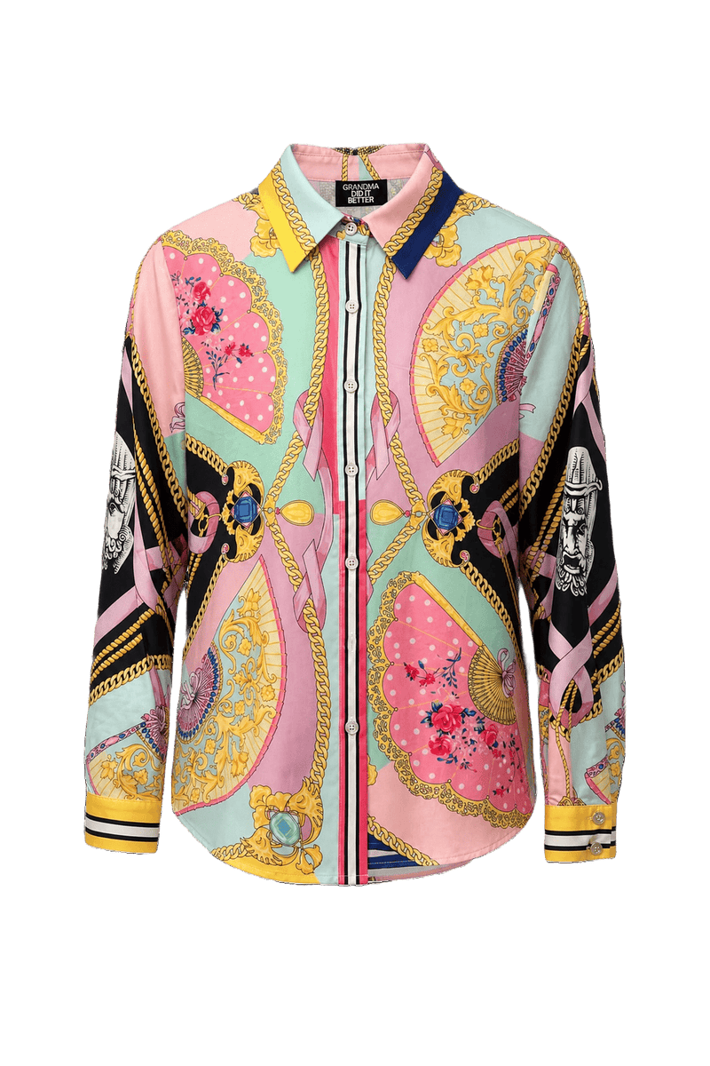 1990s Multicolor Silk Shirt - Front View