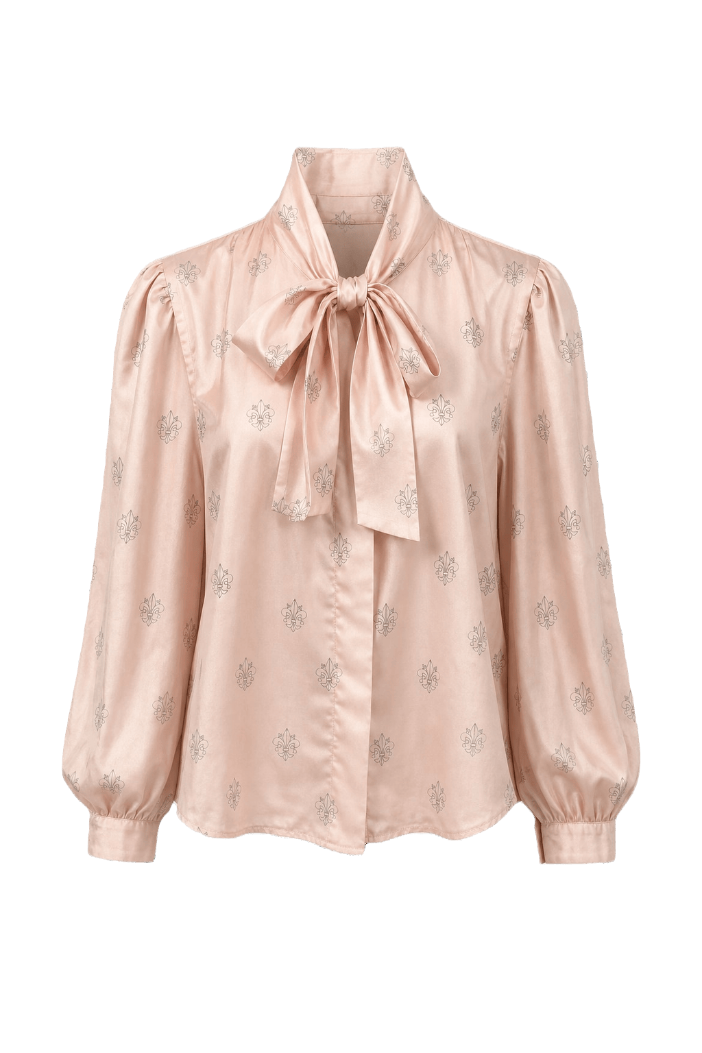 1980s Light Pink Synthetic Silk Blouse - Front View